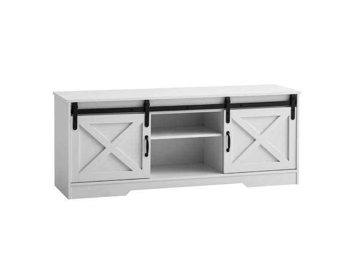 Meuble tv bas 150 cm en aggloméré, blanc