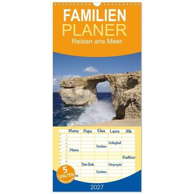 Familienplaner 2027 - Reisen ans Meer mit 5 Spalten (Wandkalender, 21 x 45 cm) CALVENDO
