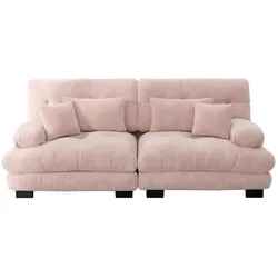 STILVORA Cloud Ecksofa 81x220x77 Rosa, Chenille, Lendenkissen, Dekokissen, Massivholzrahmen, modularer Aufbau, ergonomische Armlehnen