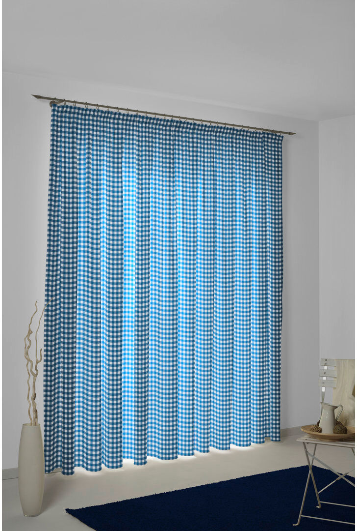 Ebern Designs Montilly Room Darkening Curtain Blue/White 55 W x 225 D cm