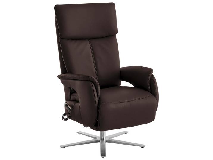 Cantus Relaxsessel, Dunkelbraun, Metall, Echtleder, Nappaleder, Longlife-Leder, 70x124x85 cm, Fußauswahl, Lederauswahl, Stoffauswahl, Relaxfunktion, Herz-Waage-Funktion, Wohnzimmer, Sessel, Ledersessel