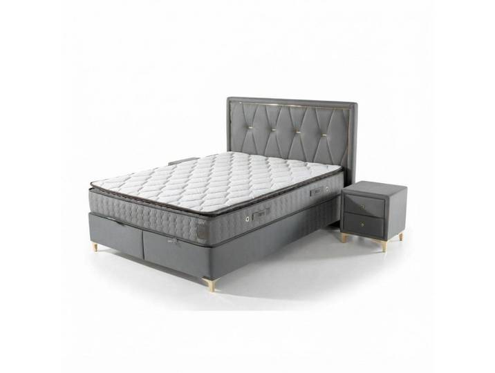 JVmoebel Boxspringbett Luxuriöses Boxspringbett mit elegantem Kopfteil in Braun, Made in Europe