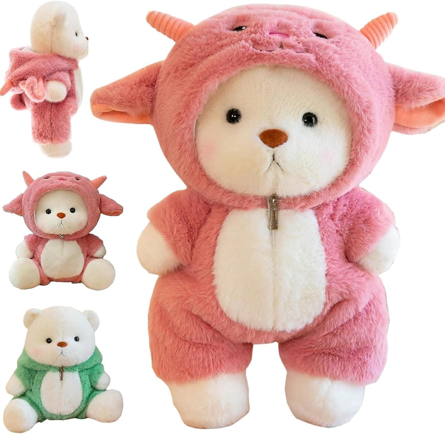 Pluche teddybeer met lam kostuum, 30 cm