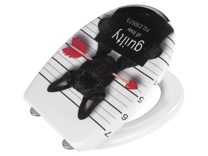 WENKO Premium SIÈGE WC Guilty DOG Abaissement automatique Lunettes Couvercle WC Chiens