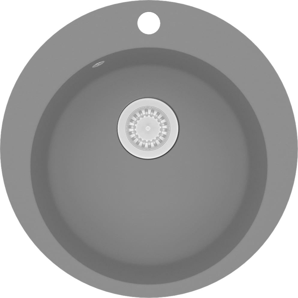 vidaXL Granieten spoelbak, enkele kom, rond, grijs