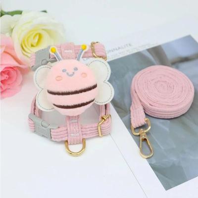 Uplift Essentials Cute Bee Lightweight Pet Harness & Leash Set pink l