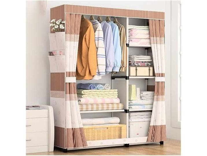 LoiYtrd Tragbarer Kleiderschrank mit Regal aus Vliesstoff und Stahl(A)