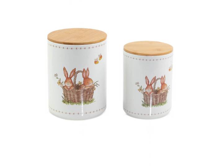 Boltze Home Küchenbehälter Charmy 2er-Set, Mehrfarbig, Keramik, 14x19x14 cm, Küchenzubehör, Vorratsbehälter, Vorratsdosen