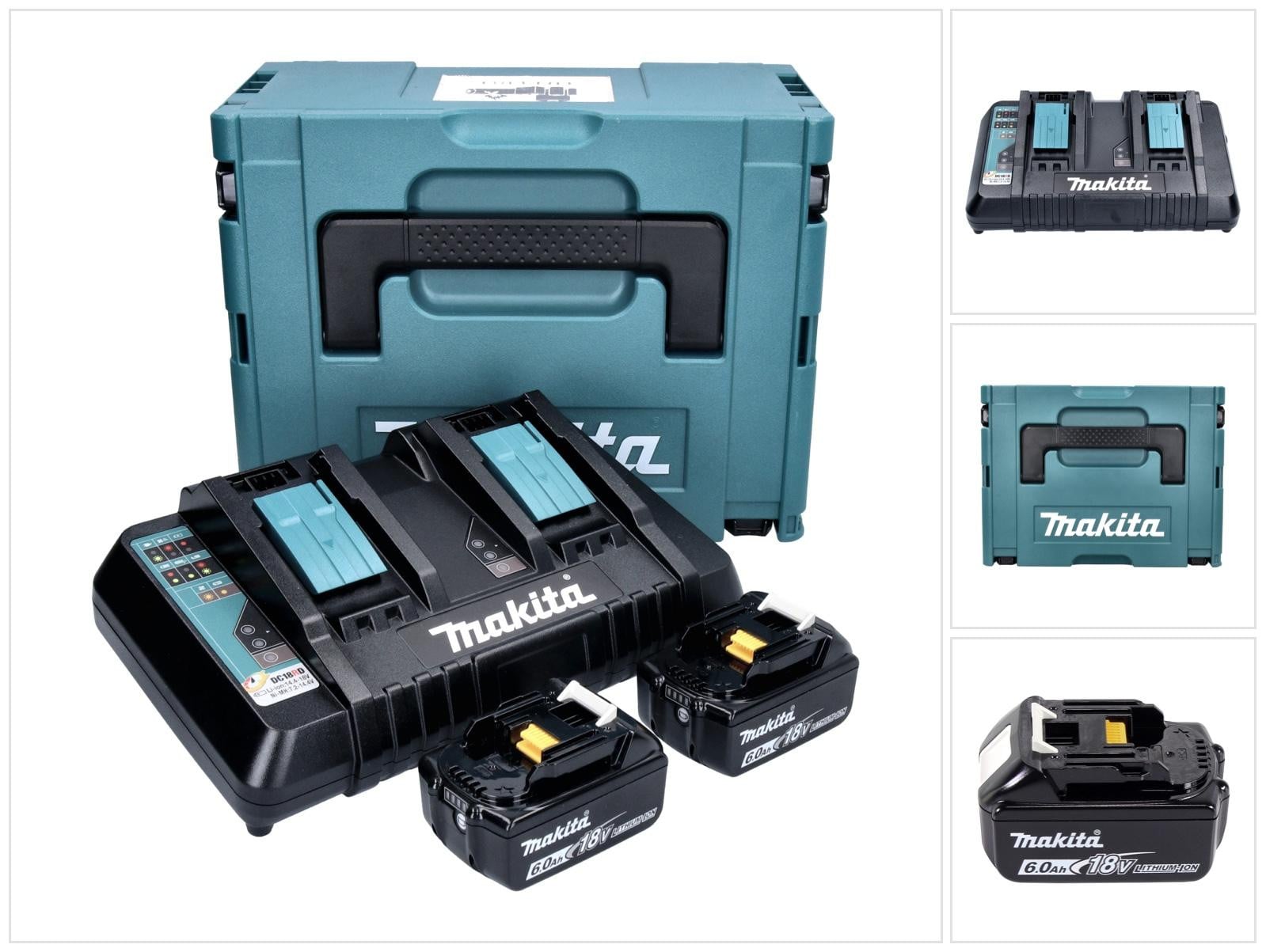 Makita Power Source Kit 18V met 2x BL1860B 6,0Ah accu en DC18RD dubbele lader en Makpac