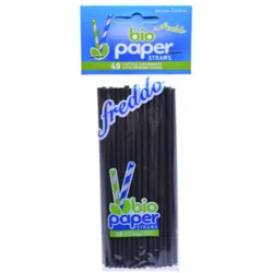 Strohhalm Papier Schwarz 20x0,45 cm 40Stk.