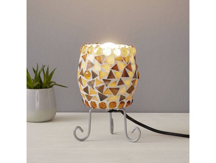 Näve Fensterbank Tischlampe Enya, creme / amber, für Wohn- / Esszimmer, Glas, Tischlampe