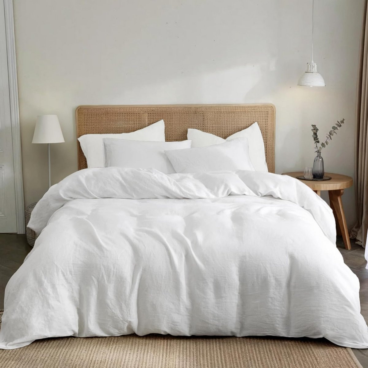 Bedset Katoen Percale - Dekbedovertrek en Kussenslopen - Wit - 200x200 cm