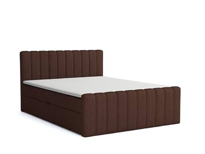 Generisch Boxspringbett Aster mit Bettkasten 180 x 200 cm, Polsterbett mit Bonellmatratze Topper Doppelbett mit Stauraum gepolstertes Kopfteil, Doppelbett Schlafzimmer Härtegrad H3, Aston 4 - braun