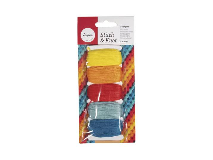 Baumwoll- Garn Stitch&Knot , 5 Farben je 10m, SB-Btl 50m