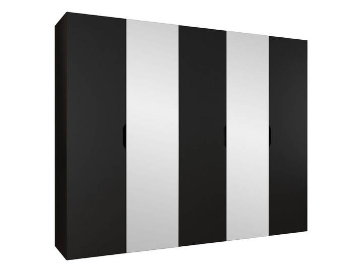 MIRJAN24 Kleiderschrank Malaga 250 mit Frontspiegel (mit fünf Drehtüren) gedämpftem Schließsystem, 250x52x202 cm