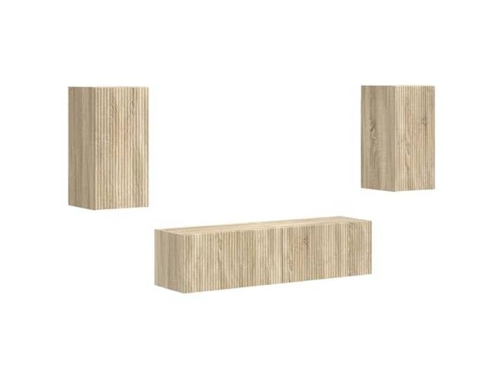 LMTYOENFG TV-Schrank Set 4-teilig Sonoma-Eiche Holzwerkstoff Flexibles Wohnwand System für Wohnzimmer und Heimkino, modular kombinierbar mit 4 Elementen für Ordnung