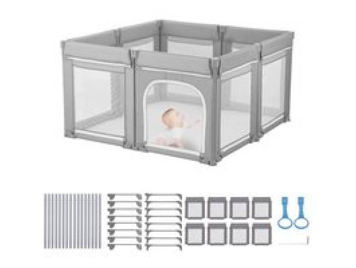 VEVOR Baby Laufstall, 120 x 120 cm, Spielstall, Spielplatz mit Reißverschlusstür und weichem, atmungsaktivem Netz, lückenloses Aktivitätszentrum für Kleinkinder von 6–24 Monaten