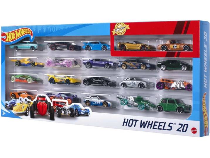 Hot Wheels 20 auto pack - 1:64 schaal, metaal