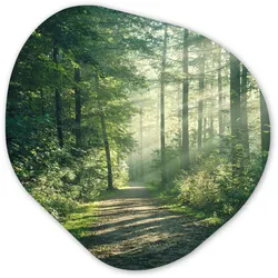 WANDBILD Wald - Weg - Sonne - Bäume - Grün - Natur Room Decor 90x90 cm