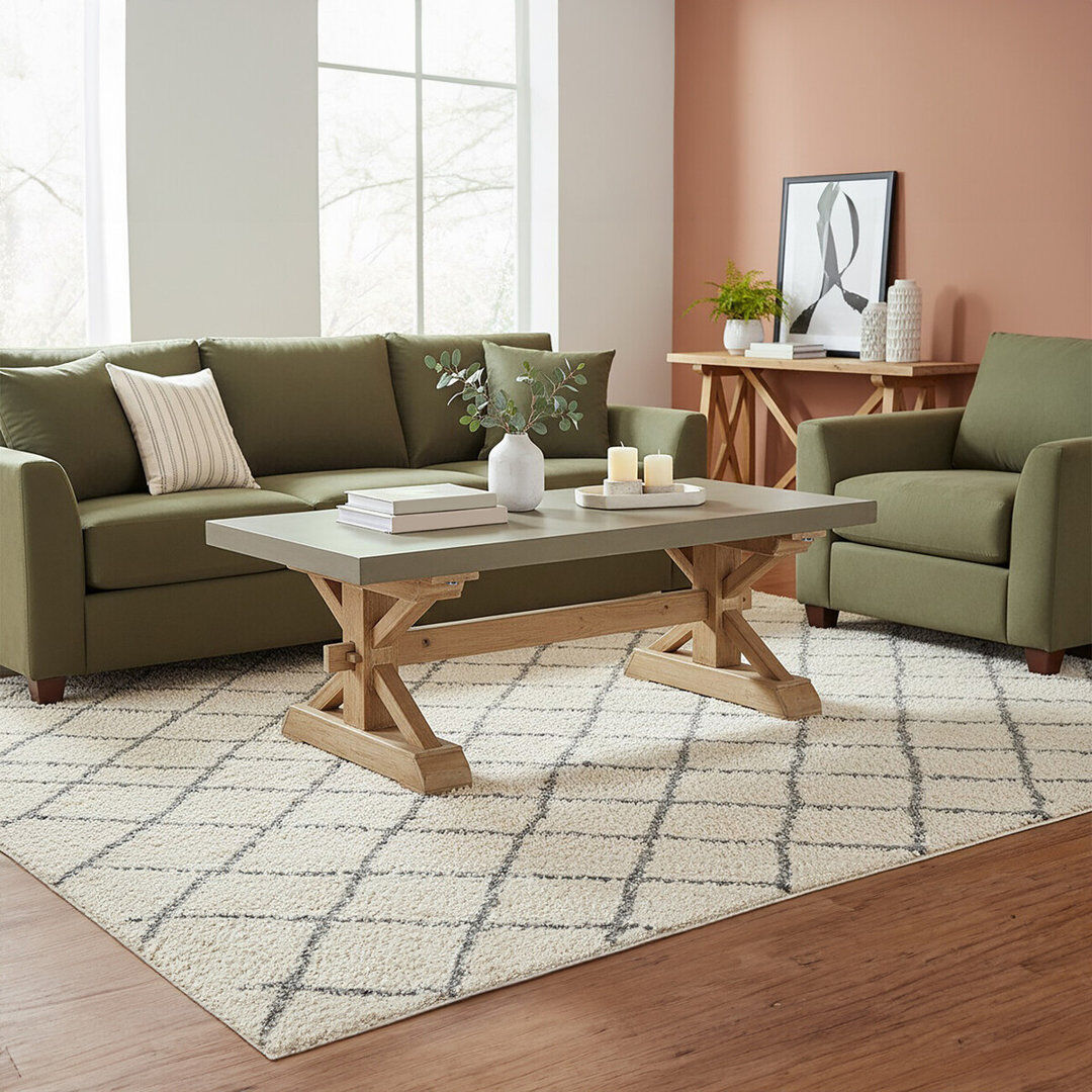 Union Rustic Kyler Trestle Coffee Table Grey 47cm H X 120cm W X 70cm D