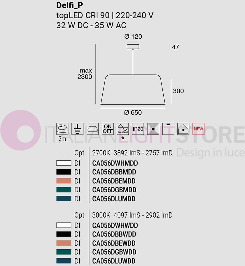 Linea Light Delfi Ca056dbbwdd – Sospensione Led Moderna Nera Ø65 Cm 3000k