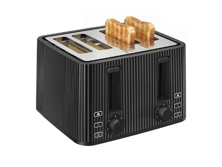 kowdom Toaster 4-Scheiben-Toaster, 7 Bräunungsstufen, Auftauen & Aufwärmen, Standgerät, für Toastbrot, Bagels, Sandwich, 4-Scheiben-Toaster, 7 Bräunungsstufen, Auftauen & Aufwärmen