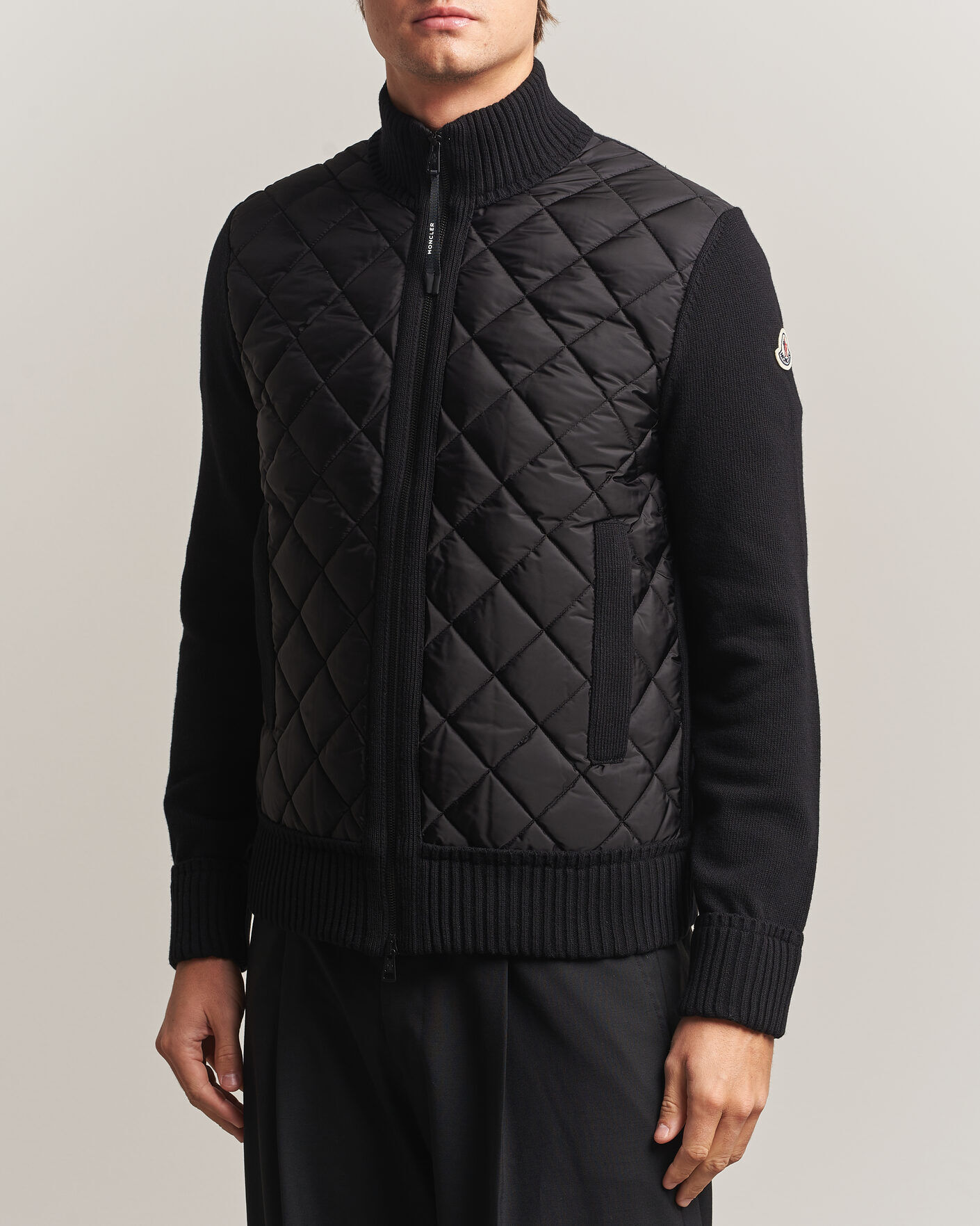 Moncler Quilted Hybrid Jacket Black men XXL Sort