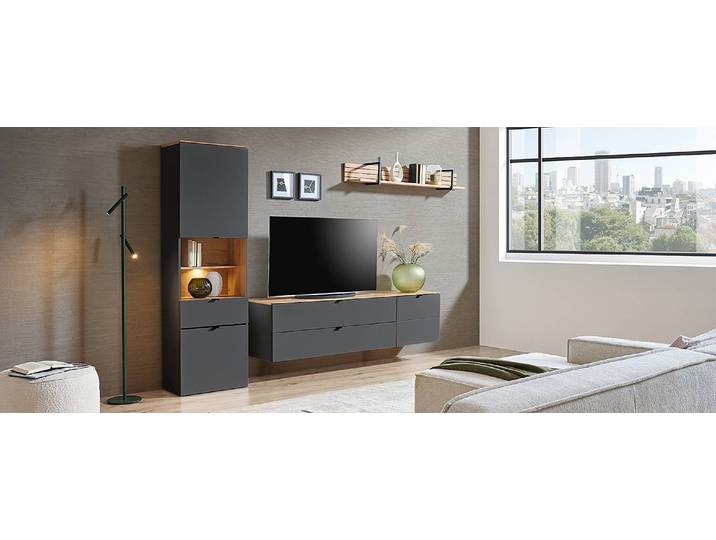 TV-Lowboard MDF Mitteldichte Holzfaserplatte , foliert Grau/Graphit 140cm