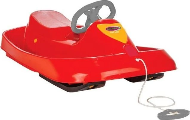 Snow Play - Bob Ralley 100 cm mit Lenkrad und Bremse, Schlitten rot