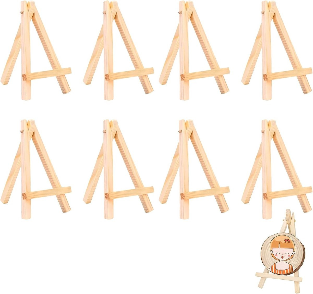 Set van 8 mini tafelstandaards voor kunst en decoratie, 15 x 8 cm