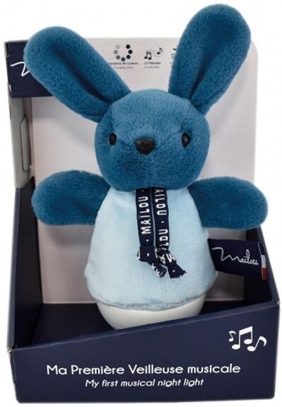 Veilleuse musicale culbuto Lapin bleu minéral - Maïlou Tradition