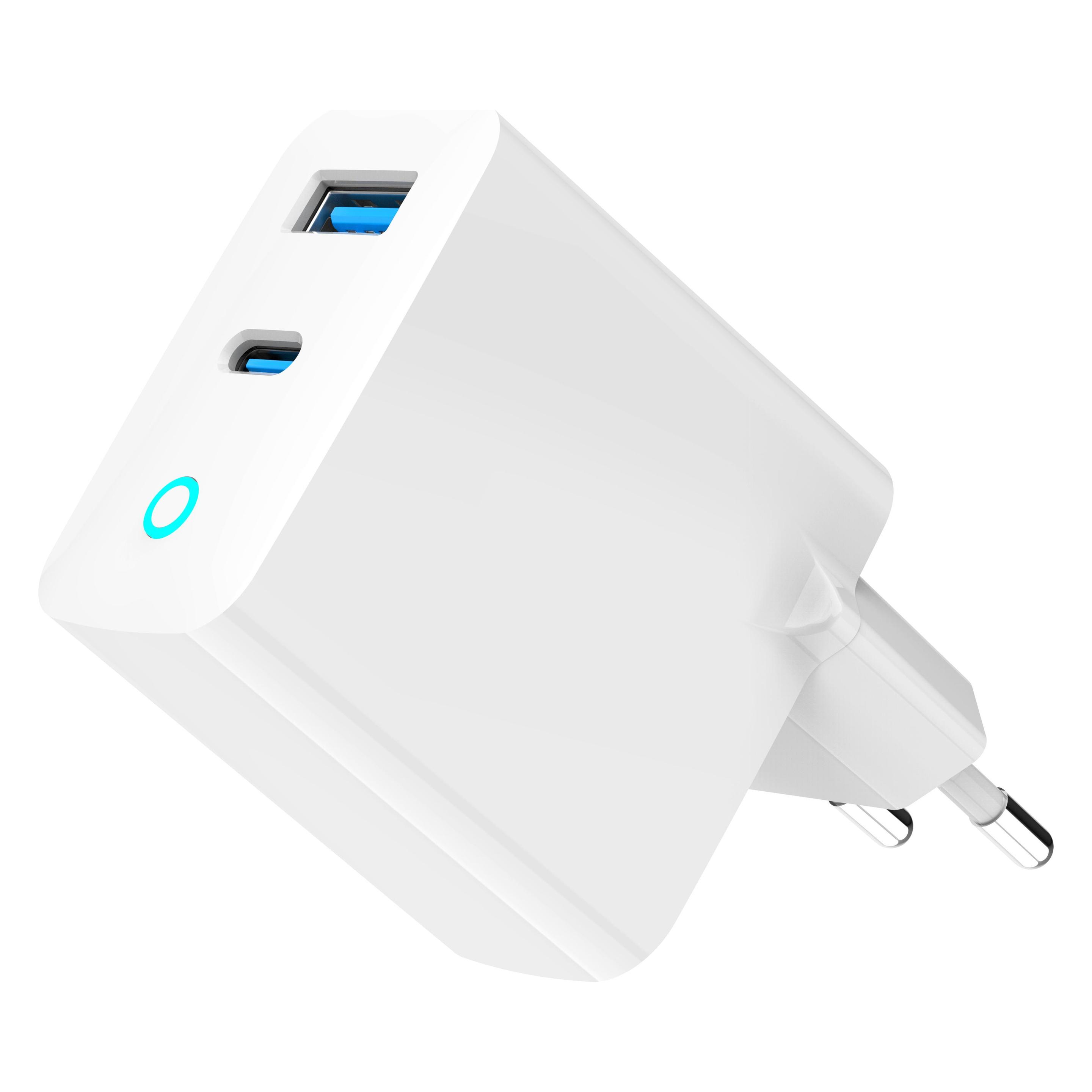 Gembird Chargeur secteur - 1x USB-C + 1x USB-A 65W (Blanc) (65 W, 2 Ports) (TA-UC-PDQC65L-W-01)