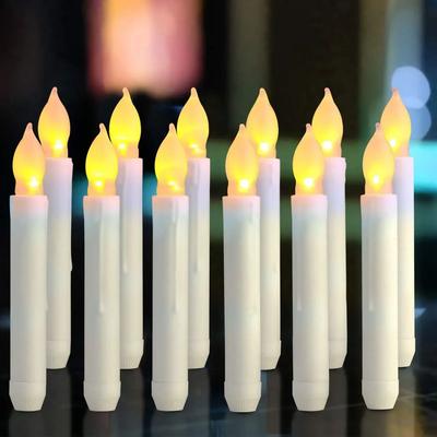 Uplifted Finds 3 To 24 Pcs 6.9 Inch Flameless LED Taper Candles Battery Flickering Lights For Party Church Decor a Warm White 3 Pcs