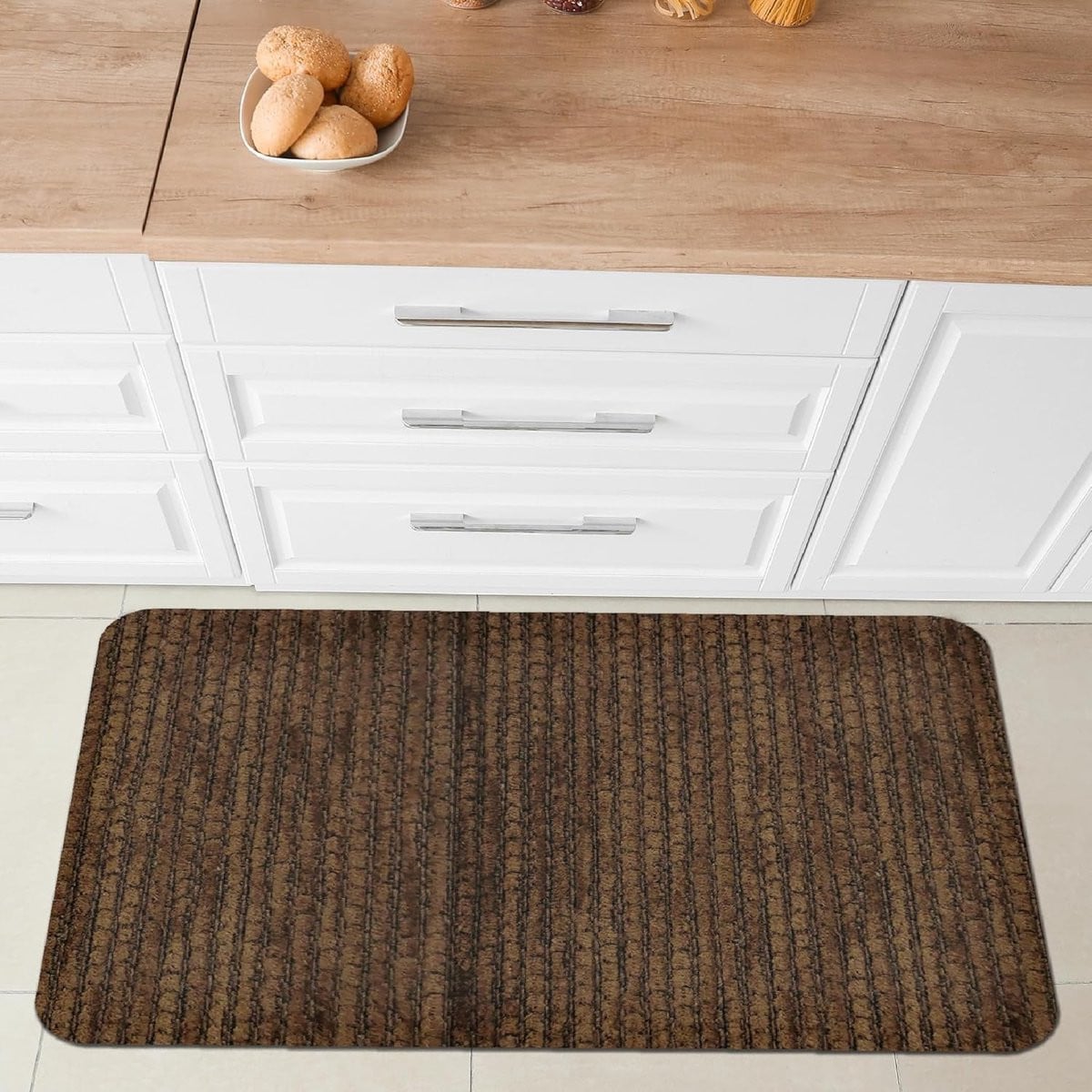Modern Keukentapijt Loper Donkerbruin - 50 x 75 cm