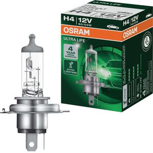 OSRAM Auto-Lampe Ultra Life, H4, 12 V / 60 Watt, Scheinwerferlampe, Halogen, 1 Stück