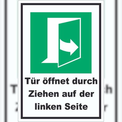 HB-Druck Tür öffnet durch Ziehen auf der linken Seite Aufkleber A4 (210x297mm)