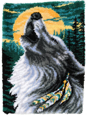 Knüpfteppich "Wolf", 55 x 81 cm