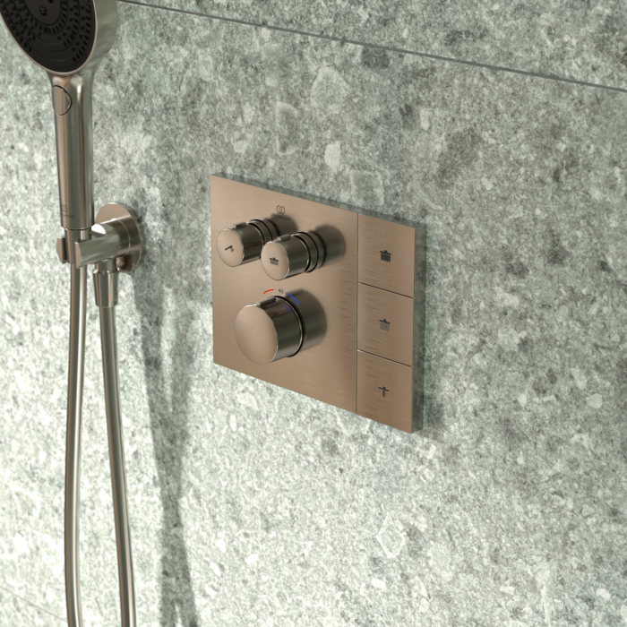 Ideal Standard Thermostat-Armatur Unterputz mit Navigo® A7894GN Brausewähler in Silver Storm; passend für  Kopfbrausen mit Fernbedienung
