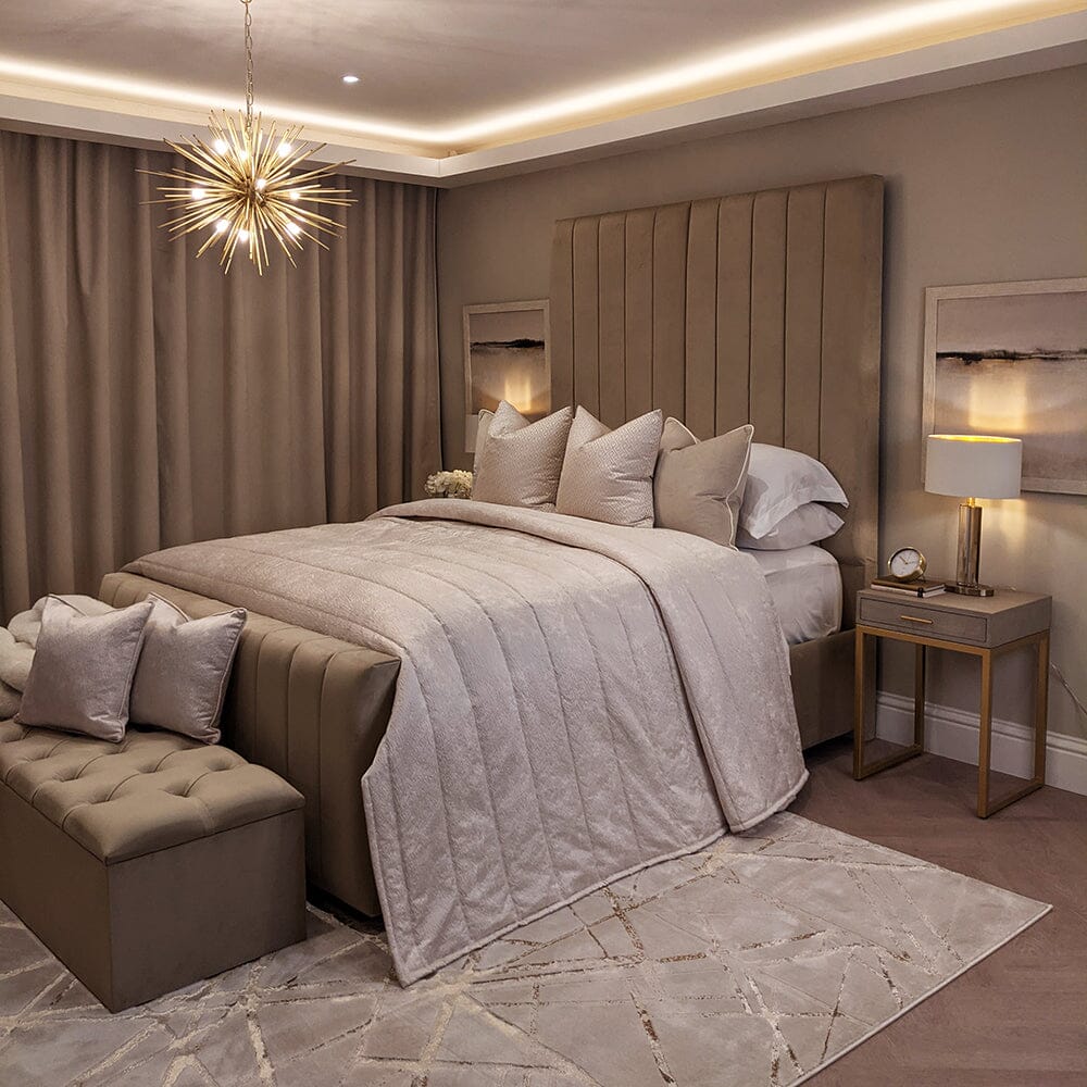 Zana Coffee Luxury Panelled Bed, Double / Double