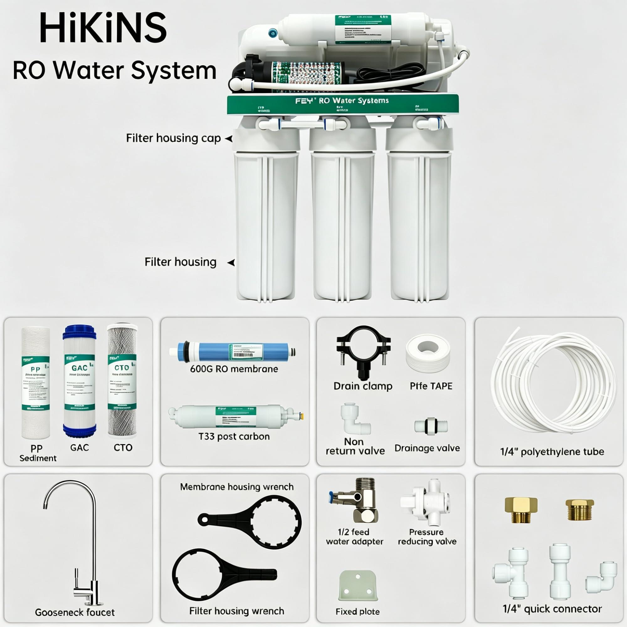 Wasserfilter Umkehrosmose Wasserfiltersystem - 100 GPD - 10 Filterstufen - Mit Pumpe - Mineralisierung