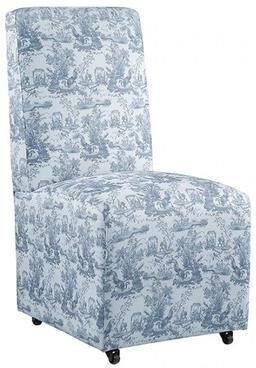 Esofastore Contemporary Upholstered Dining Chair Green Floral Fabric with Caster Legs