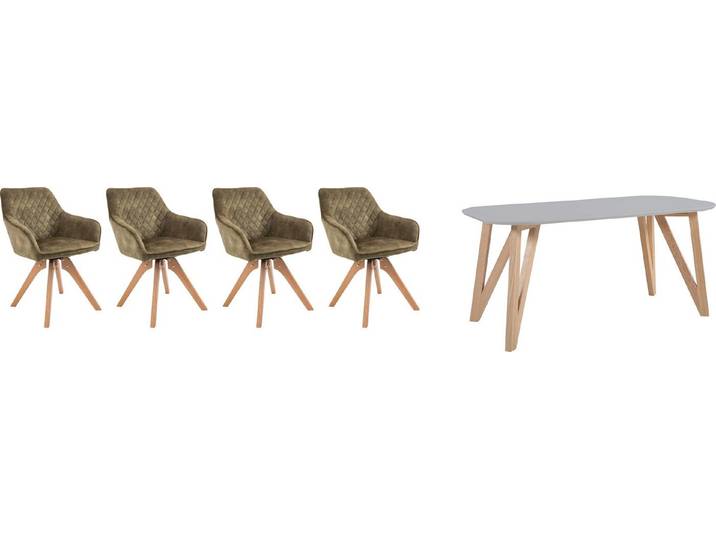SalesFever Essgruppe Eleganter Tisch inkl. Stühle, 5-teilige Samtverlours-Sitzgruppe, drehbare Stühle, 180cm Tischbreite