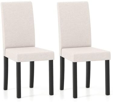 Costway Set of 2 Dining Chair Mid-Century Modern Fabric Upholstered Parson Chairs-Beige