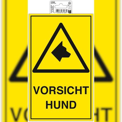 Exacompta 67068B Hinweisschild selbstklebend, Vorsicht Hund, schwarz auf gelbem Hintergrund, 25x15 cm, PVC -