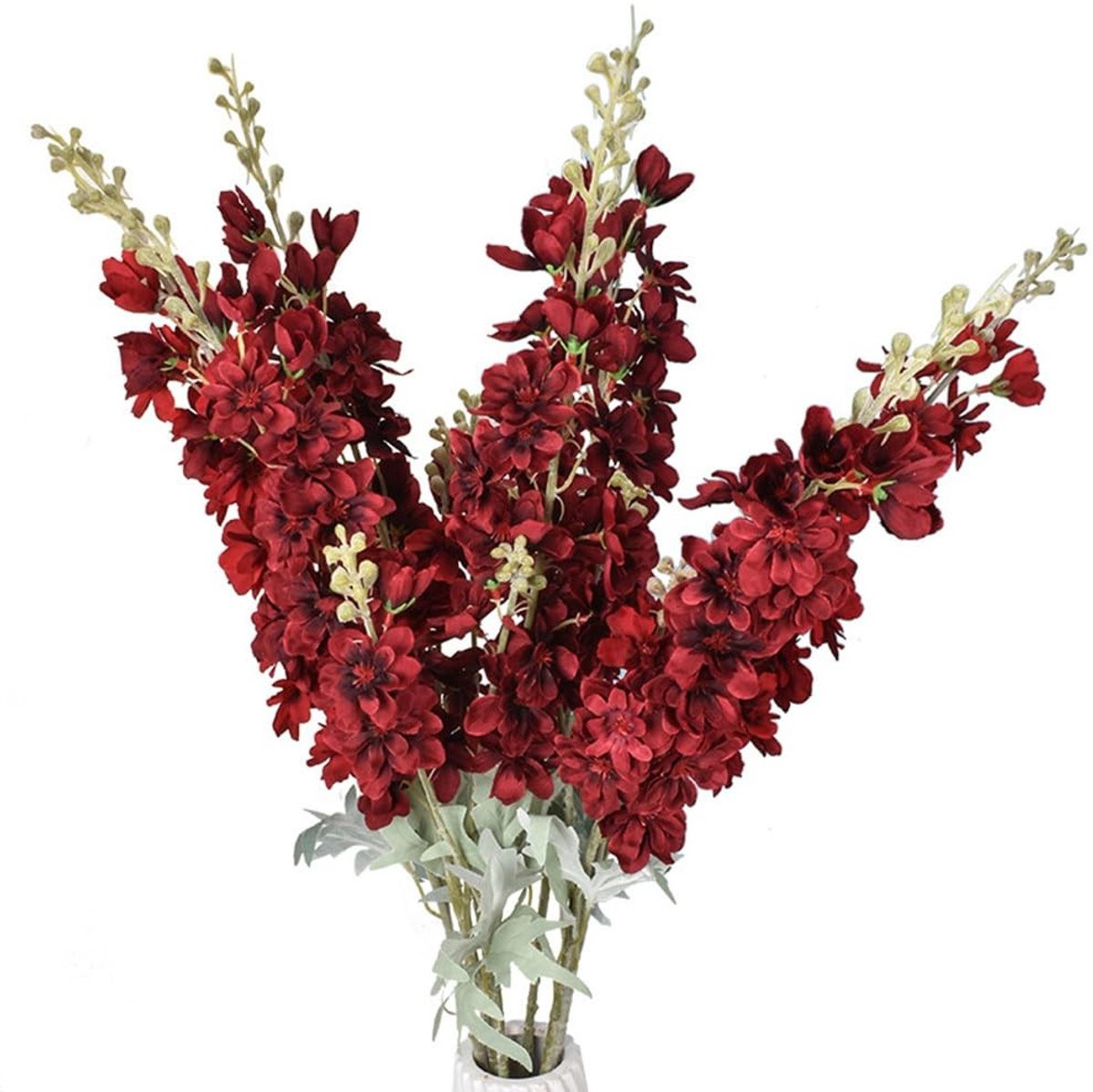 Set van 5 kunstmatige delphinium bloemen voor decoratie