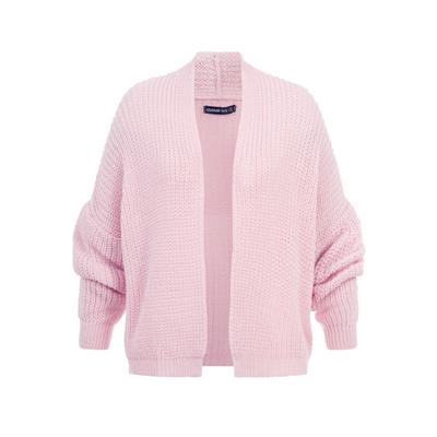 Cardigan CLOUD 5IVE "CLOUD 5IVE Open Oversized Knit Cardigan", Damen, Gr. XL, rosa (rose), 100% Polyacryl, unifarben, oversize, ohne Ausschnitt, Strickjacken
