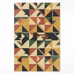 TEPPICH 100x150 cm Pastellgeometrie Bunte Retro Dreiecke & Quadrate
