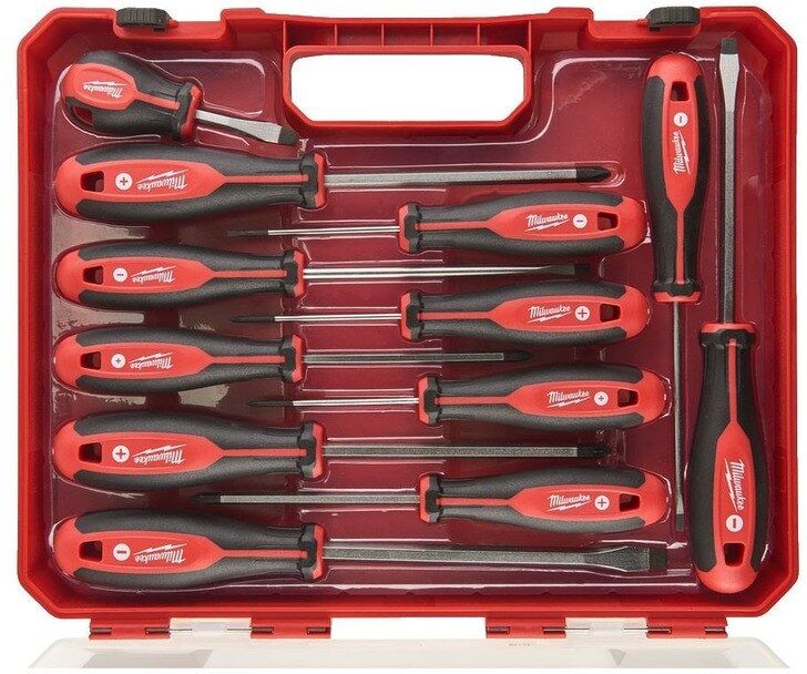 Milwaukee 4932472003 12 Piece Hi-Leverage Handle Screwdriver Set - Magnetic Tip
