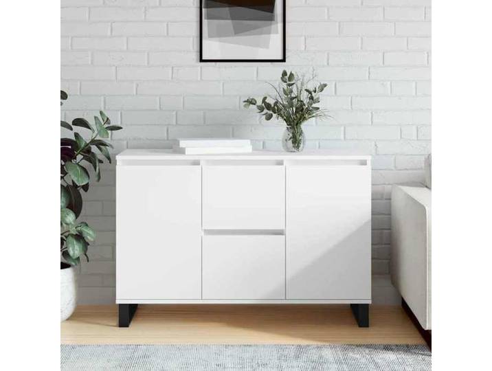 Buffet-Meuble de rangement blanc 104x35x70 cm bois d'ingénierie