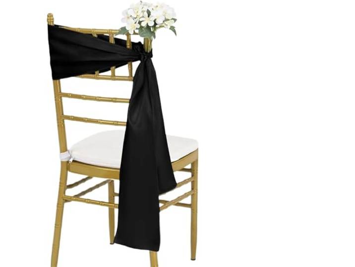 Stuhlschleifen für Hochzeiten 10/50 stücke Satin Stuhl Schärpen Bogen Hochzeit Knoten Band Krawatten for Party Event Hotel Bankett Liefert Hause Dekorationen(Black,50pcs)